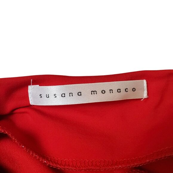 Susana Monaco Red Off-The-Shoulder Dress With Balloon Sleeves Womens XS - Picture 3 of 12
